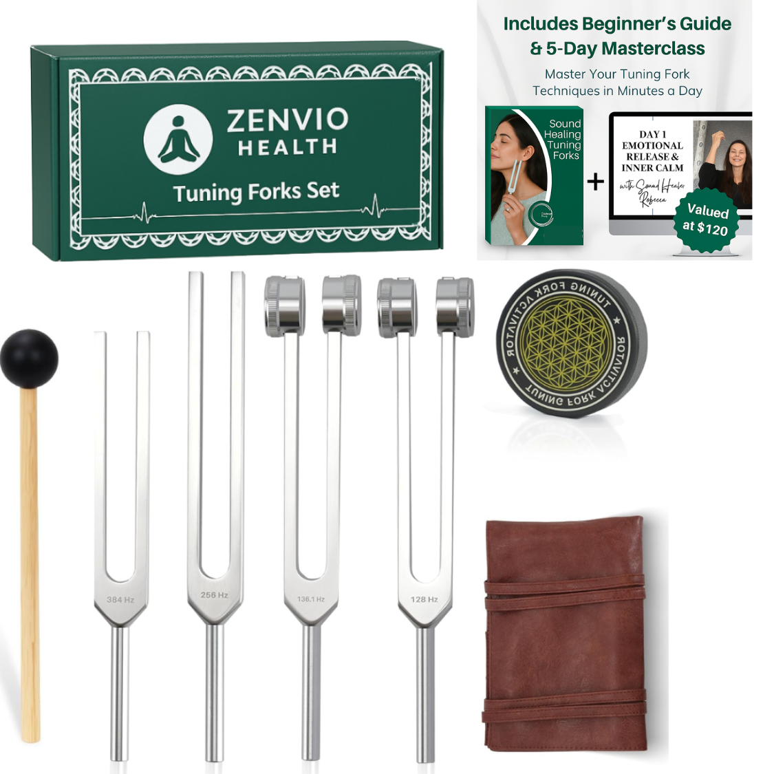 Sound Healing Resonance Tuning Forks set by Zenvio Health